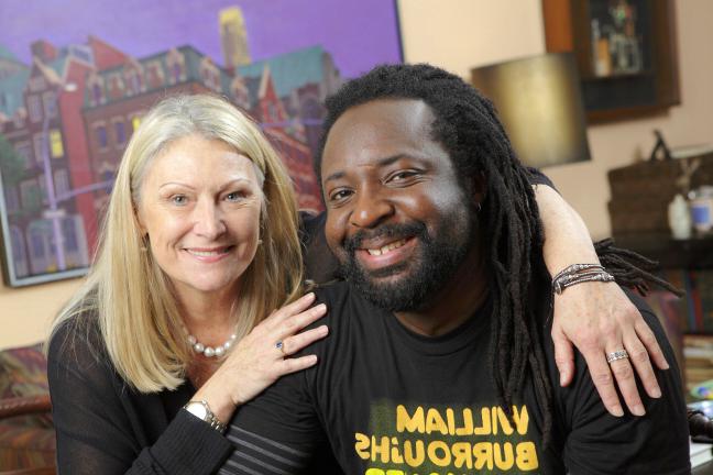 Marlon James left, pictured with Wilkes Creative Writing faculty member, Kaylie Jones